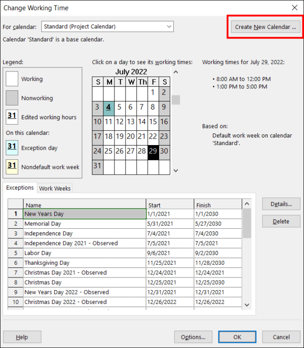 Make Saturday a Working Day in Microsoft Project