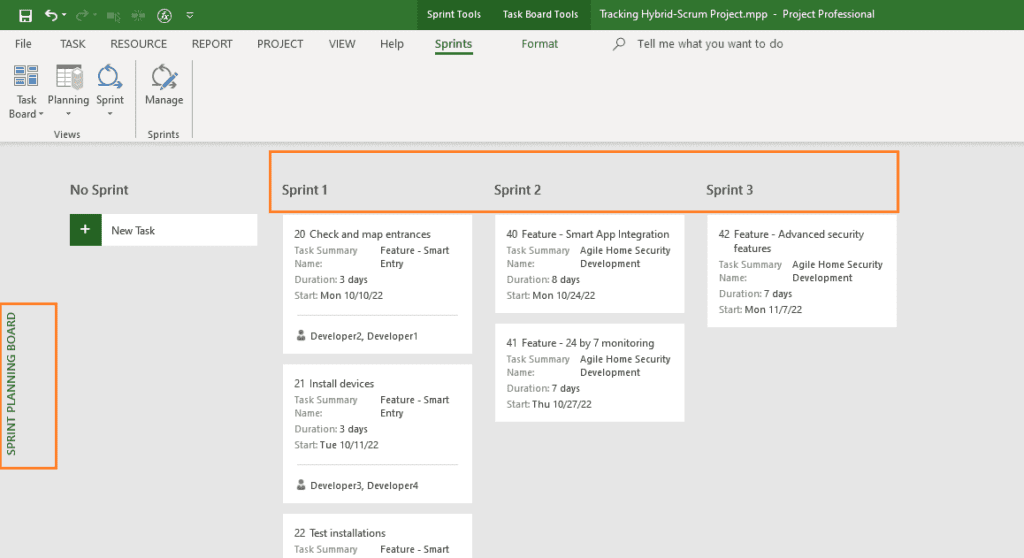 Tracking A Hybrid-Scrum Project with MS Project Agile