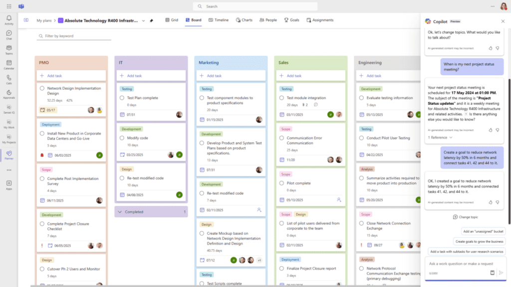 Figure 14 – Copilot in Microsoft Planner