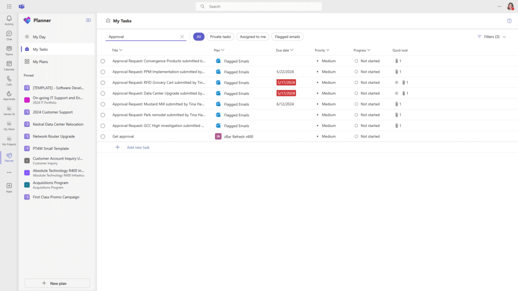 Figure 2 – “My Tasks” view in Microsoft Planner