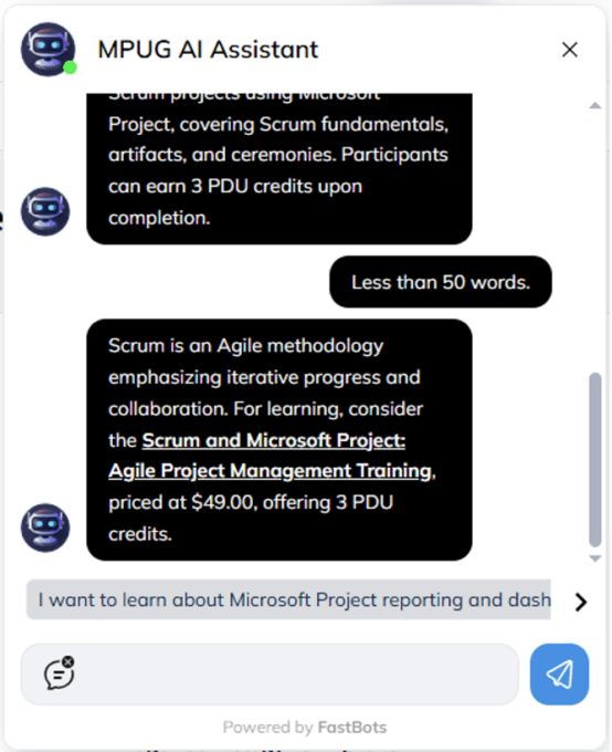 Chat with MPUG AI Assistant.